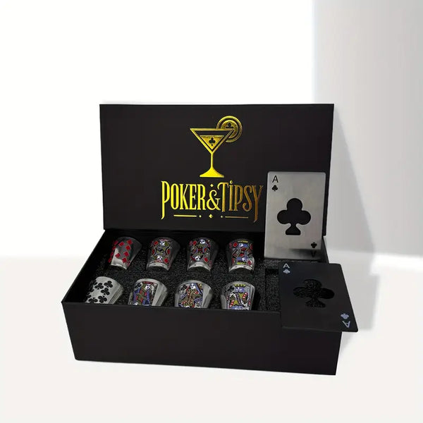 🎲 Zestaw Kieliszków „Royal Shots” – Karciany Klimat i Imprezowy Styl 🍸