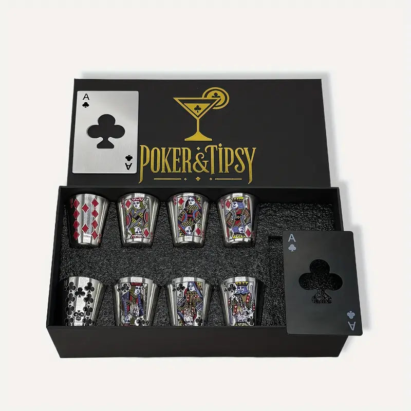 🎲 Zestaw Kieliszków „Royal Shots” – Karciany Klimat i Imprezowy Styl 🍸
